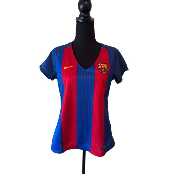 BARCELONA V-Neck Short Sleeve T-Shirt Jersey Size Large - Picture 1 of 8